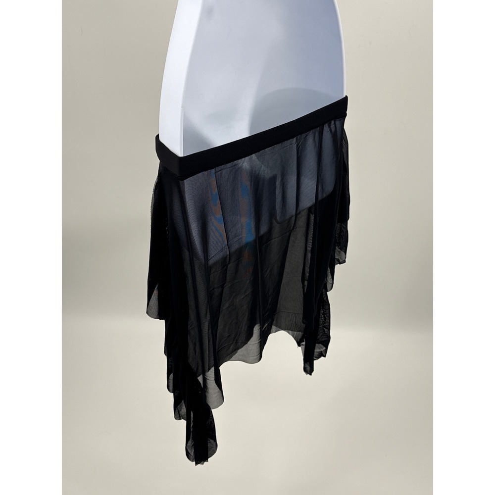 Mermaid Swimwear Black Mesh Ruffle Skirt Swimsuit Cover Up Asymmetrical L/XL - Picture 2 of 7